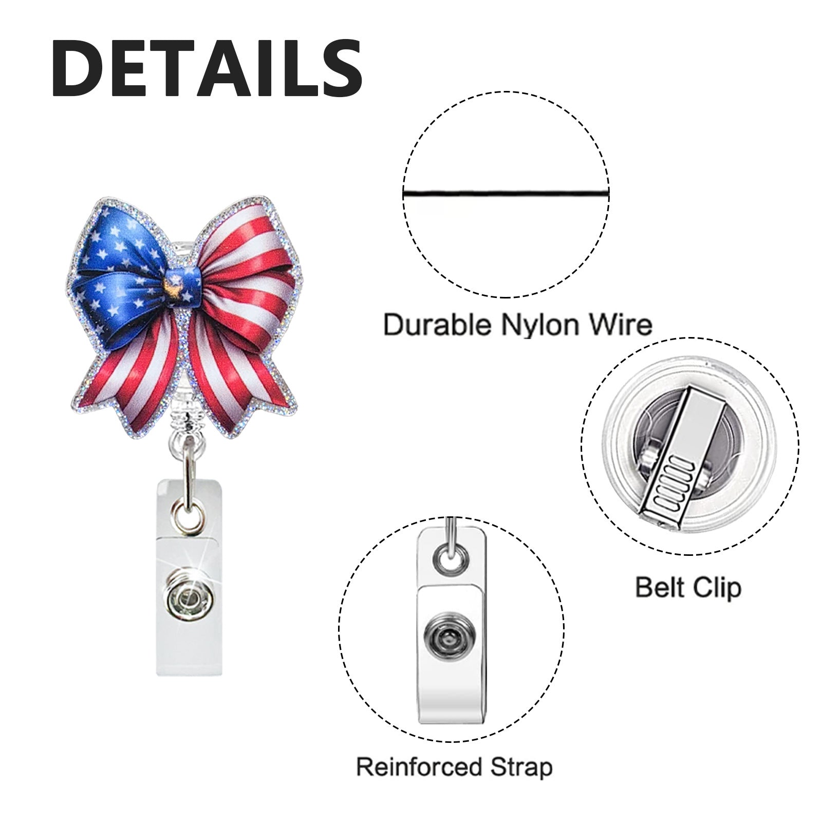 Wholesale Acrylic Retractable Badge Reel with US Flag Design - Fashion Accessory for Everyday Wear