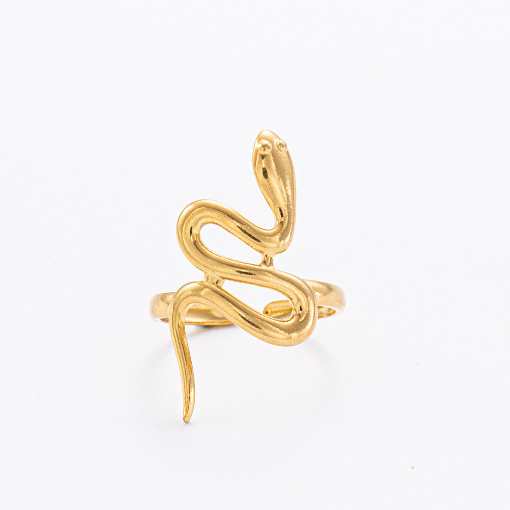 Wholesale Snake-shaped Stainless Steel Electroplated 18K Gold Movable Rings ACC-RS-YuHui004