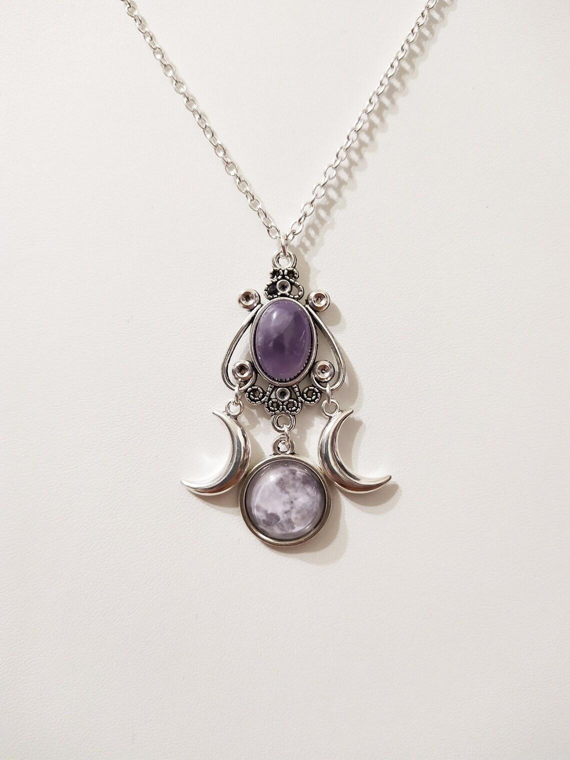 Wholesale Moon Necklace Amethyst Vintage Alloy Necklaces ACC-NE-AnMing001