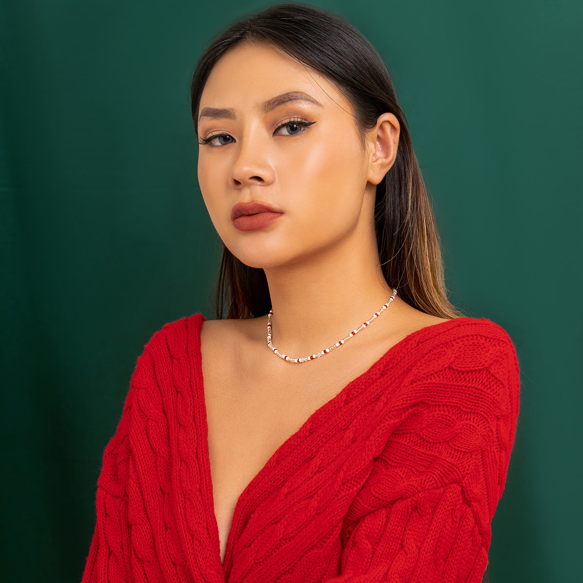 Wholesale Christmas Colorful Beaded Beaded Necklace