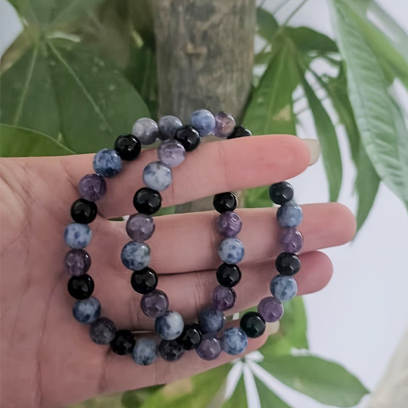 Wholesale Amethyst Blue Dot Stone Obsidian Bracelet