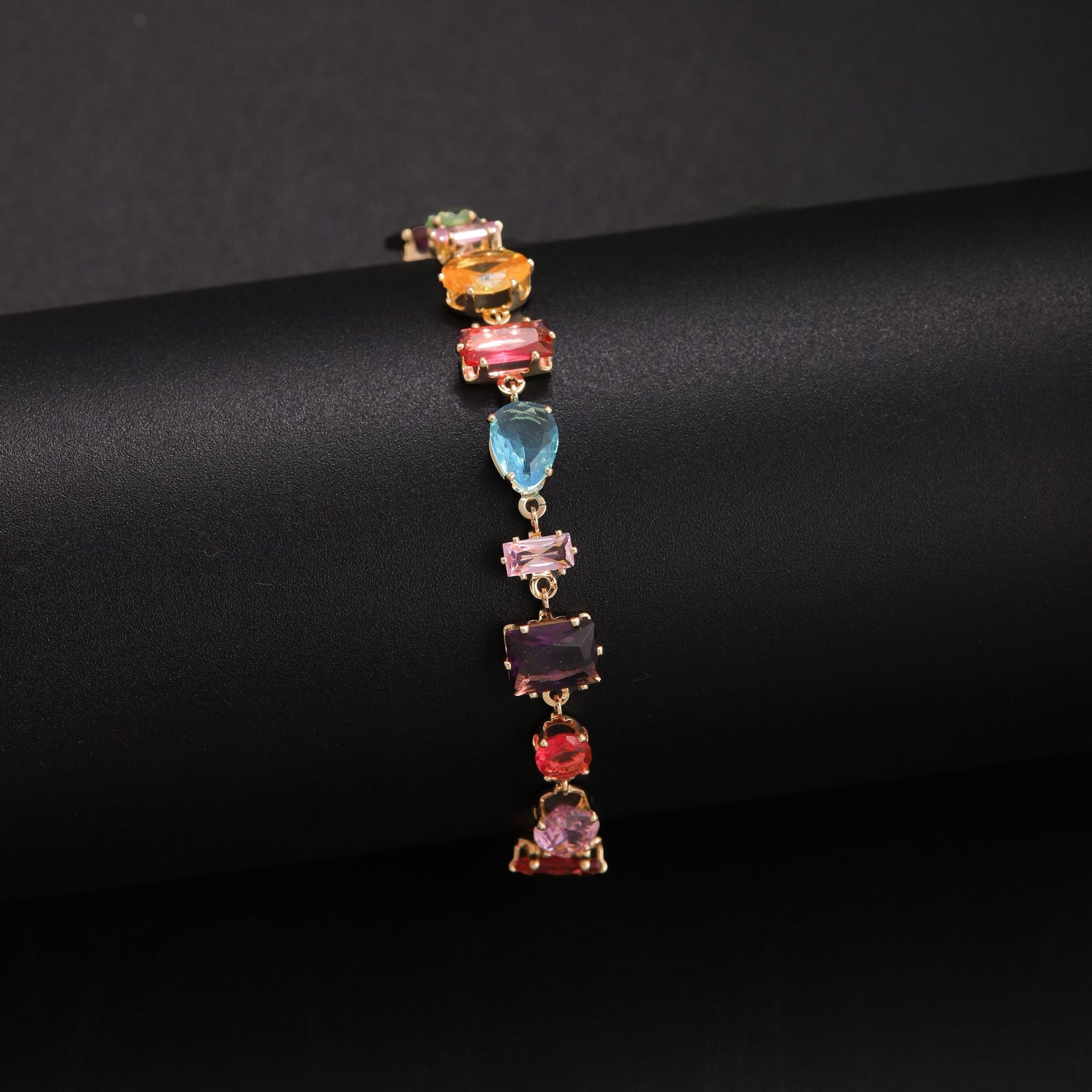Wholesale Copper Zircon Bracelet Rainbow Geometric Design Women' s Jewelry Accessory