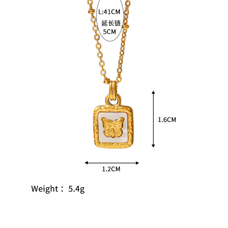 Wholesale shell pearl Stainless steel pendant 18K gold plated color butterfly moon white shell clavicle chain
