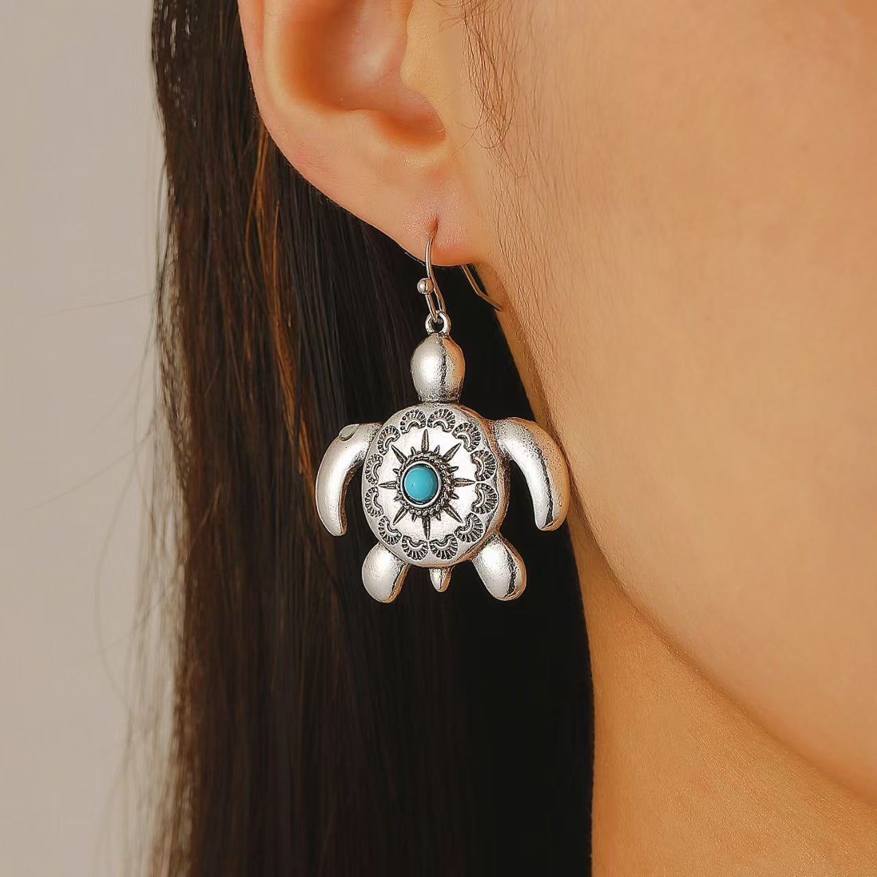 Wholesale Vintage ethnic style creative turtle earrings
