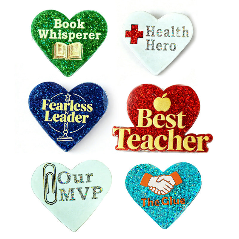Wholesale 2pcs Sparkling Acrylic Brooch for Teacher' s Day