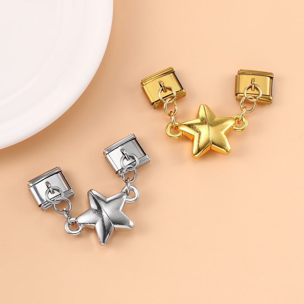 Wholesale  Italian Charm Bracelet 9mm DIY Five-Pointed Stae Creative Stainless Steel Composable Bracelet