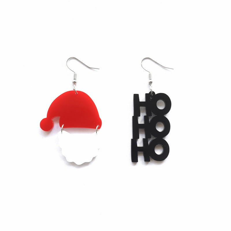 Wholesale Christmas Santa Claus White Beard Glasses Santa Hat Acrylic Earrings ACC-ES-XP029