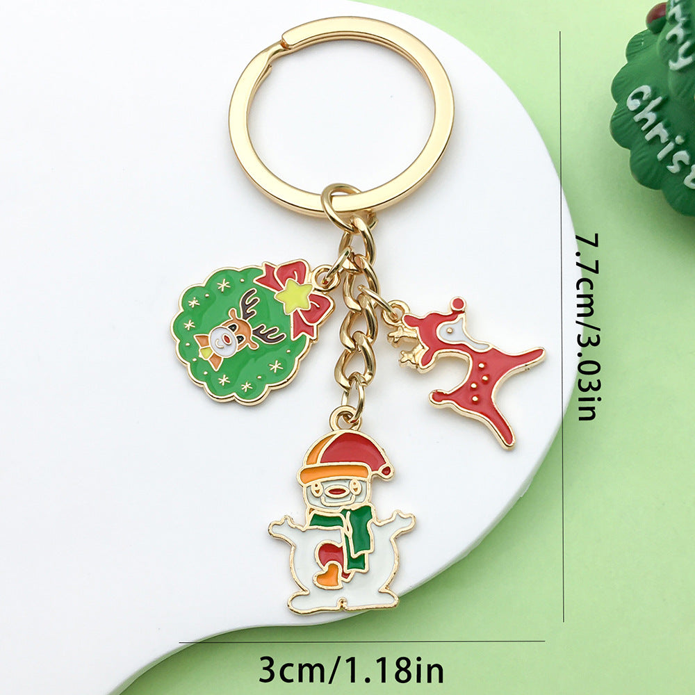 Wholesale Christmas oil drop alloy  snowman bell  keychain