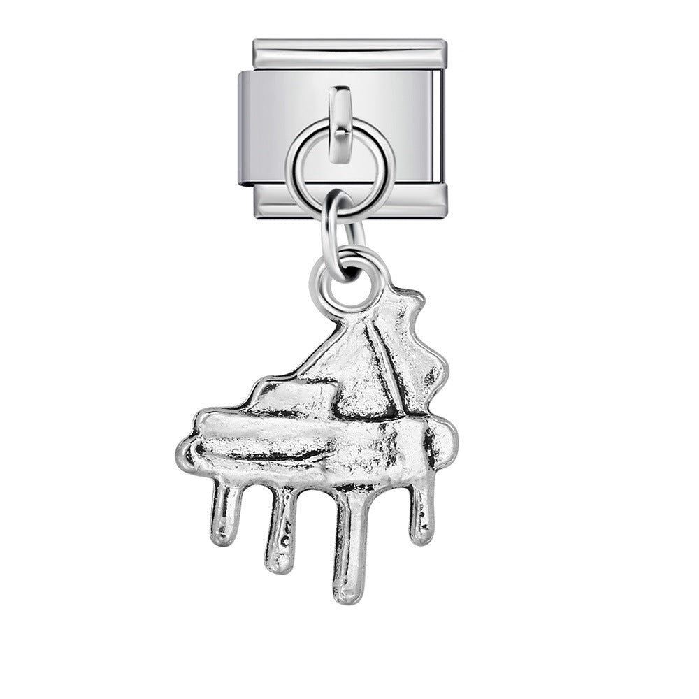 Wholesale Italian Charm Bracelet 9mm DIY Musical Instrument Shaped    Creative Stainless Steel Composable Bracelet