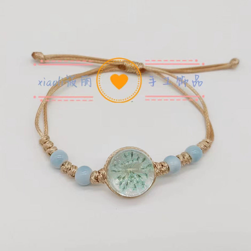 Wholesale Handwoven Colorful Ceramic Beads Natural Real Flower Bracelet ACC-BT-Youl011