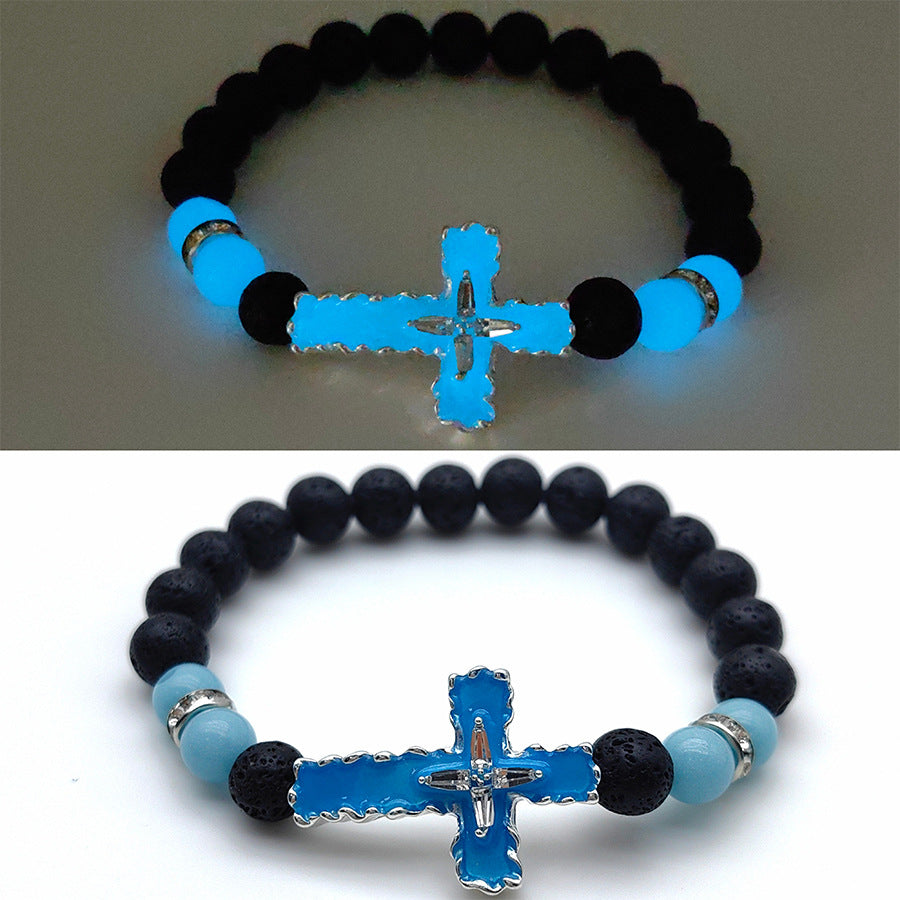 Großhandel Luminous Cross Armband Legierung Diamant 8mm Armband