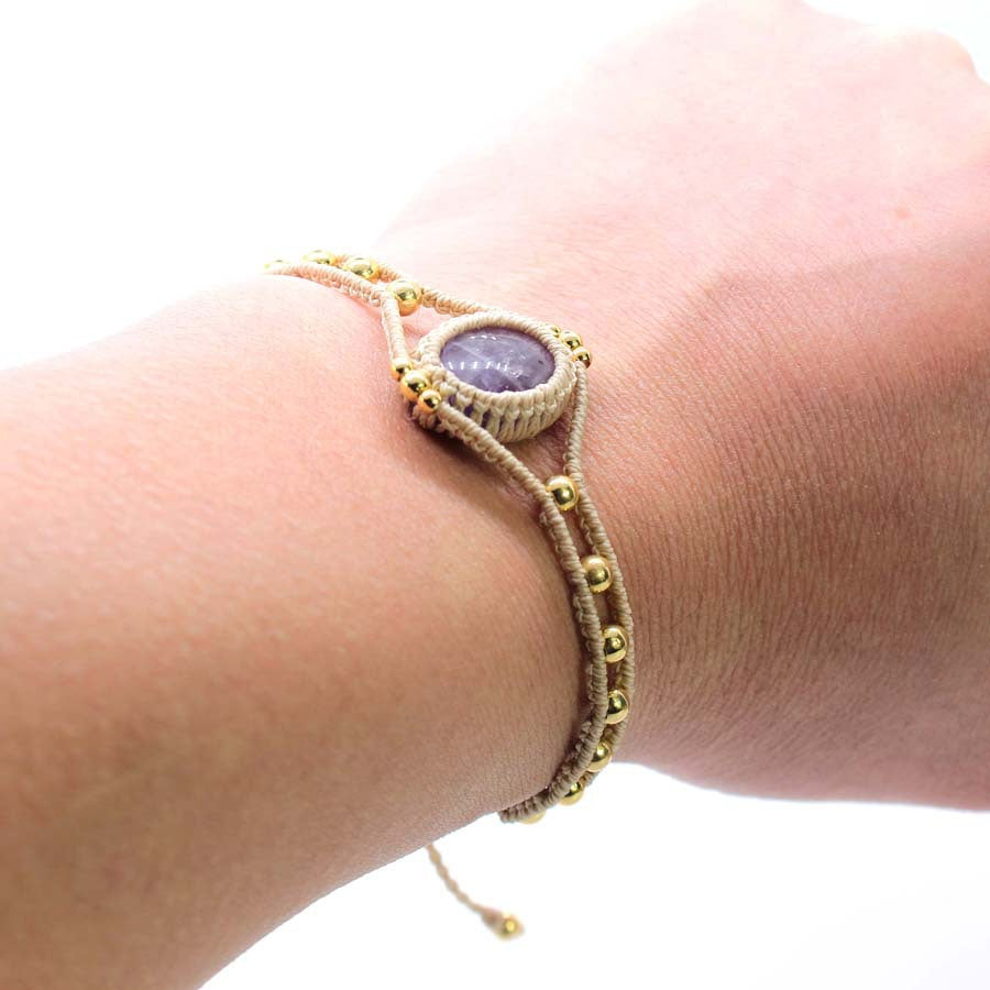 Wholesale Amethyst Crystal Bead Handwoven Angel Eye Bracelet New Chinese Style Adjustable Unisex Jewelry Accessory Boutique Gift