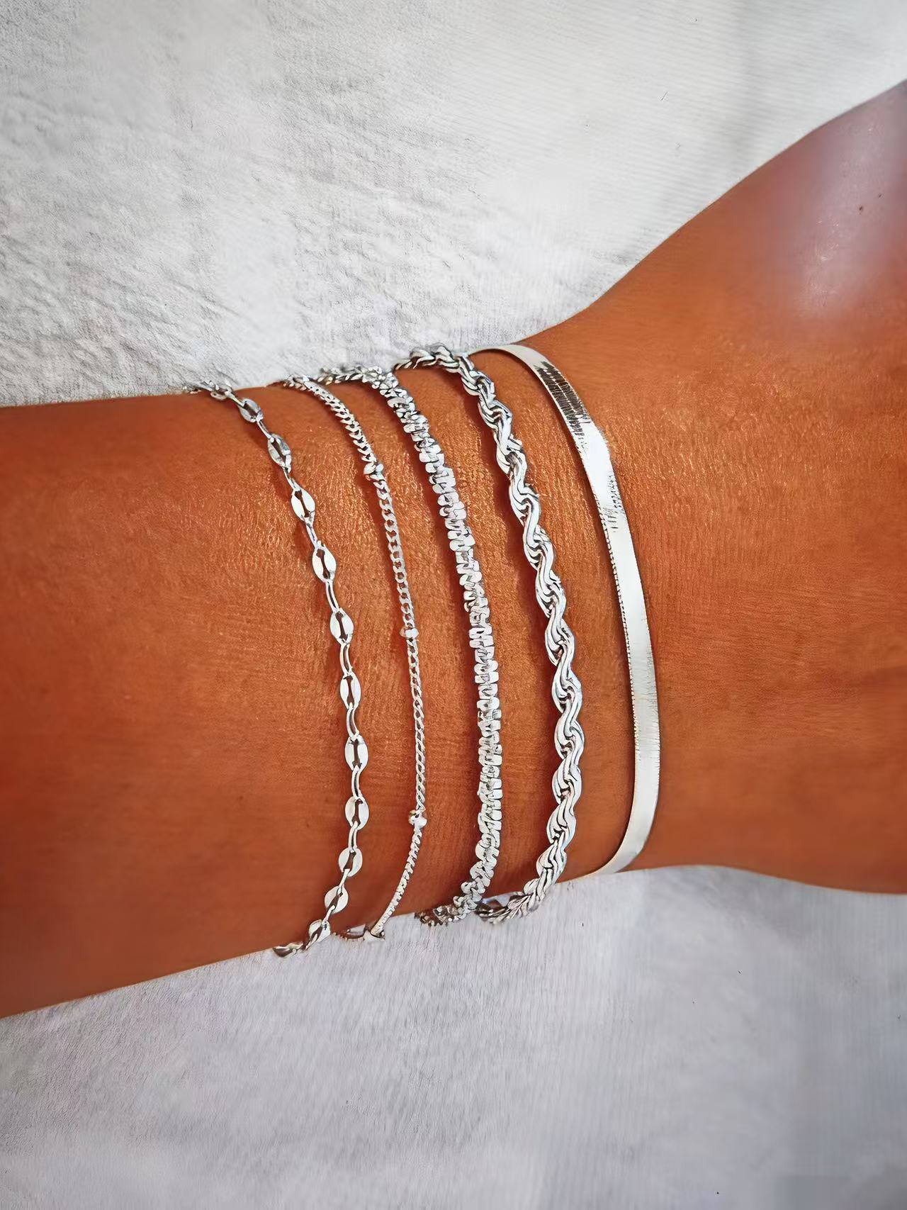 Wholesale Geometric Gold 5-Piece Stackable Bracelet Set – Chic Jewelry Accessory for Women Gift Boutique Resale