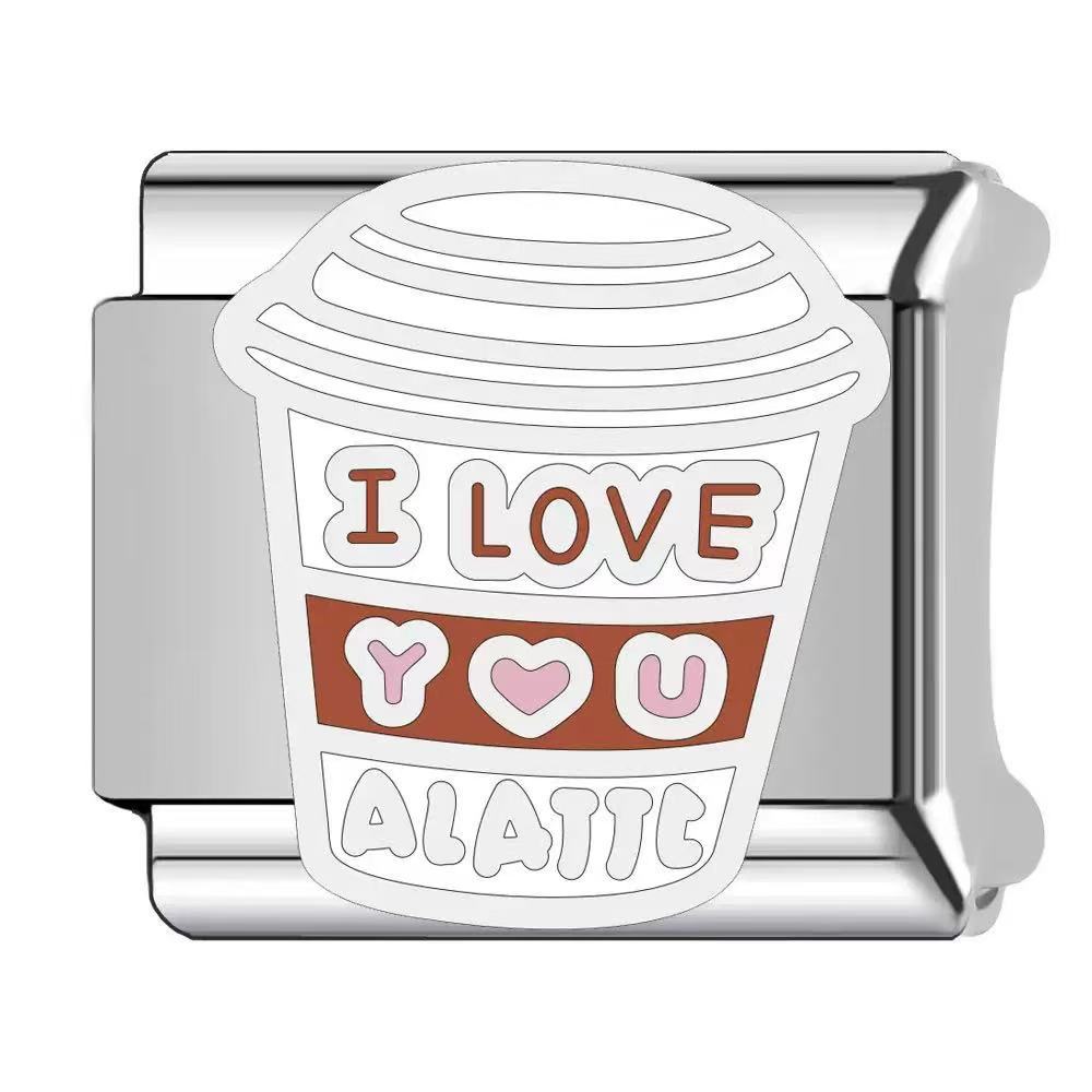 Wholesale  Italian Charm Bracelet 9mm DIY dripping paint Creative Stainless Steel Composable Bracelet