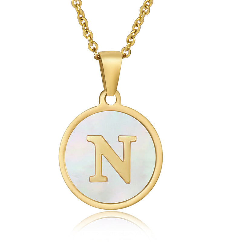 Wholesale Fashion Round Letter Stainless Steel Plating Necklace ACC-NE-Zhongy001