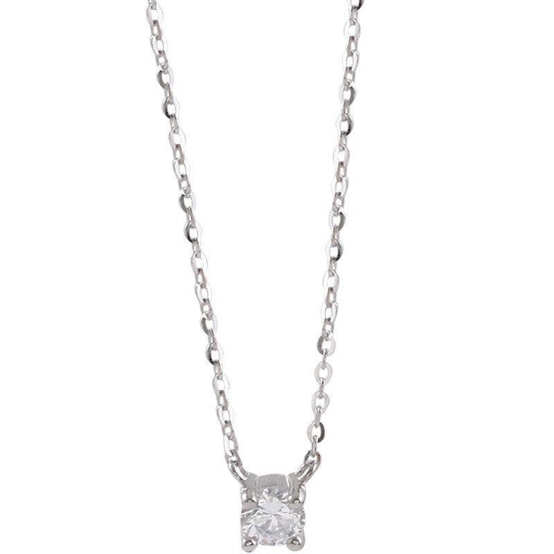 Wholesale 925 Sterling Silver Single Diamond  Light Luxury  Necklace