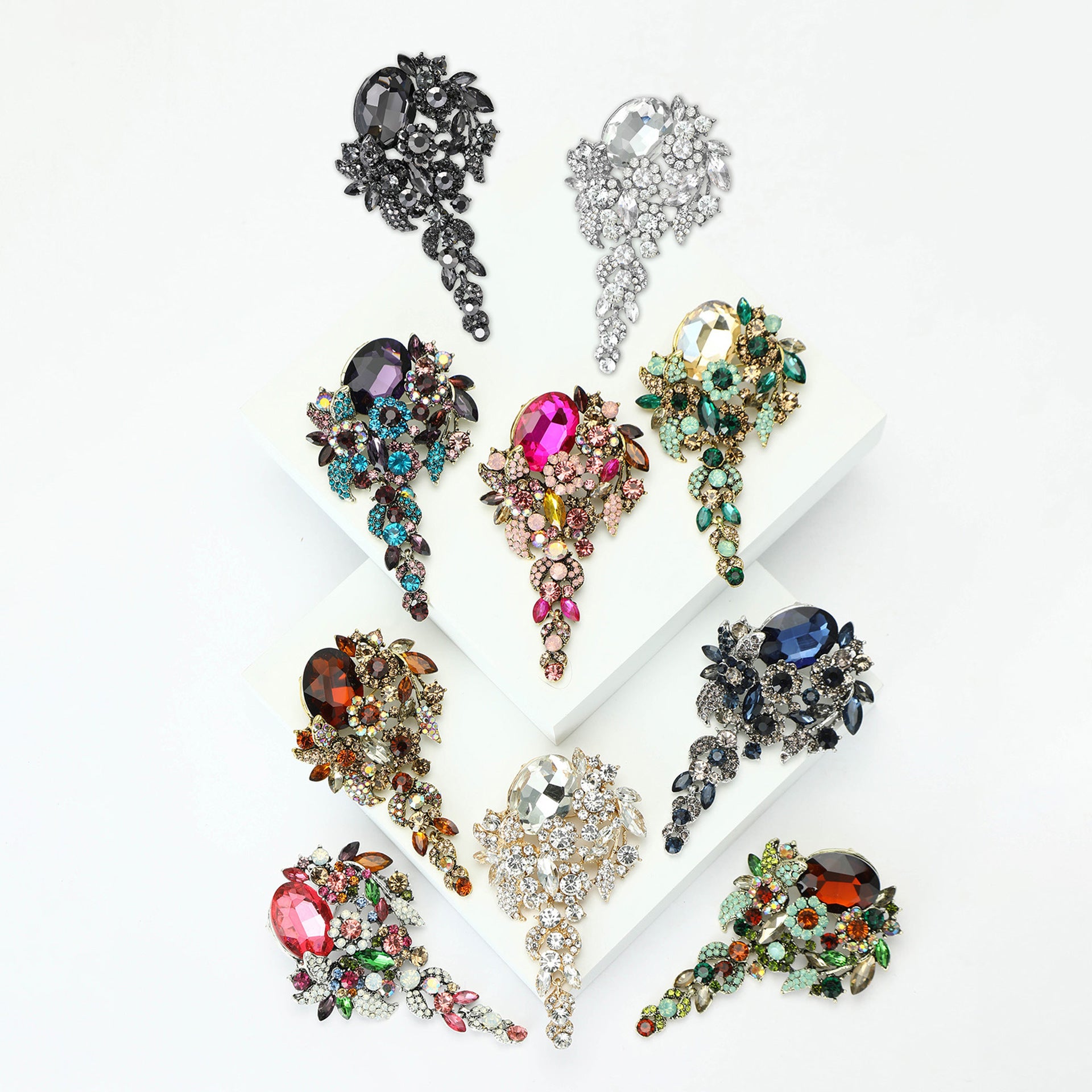 Wholesale Alloy Vintage Crystal Flower Brooch Antique Bronze Purple Women S Fashion Pin