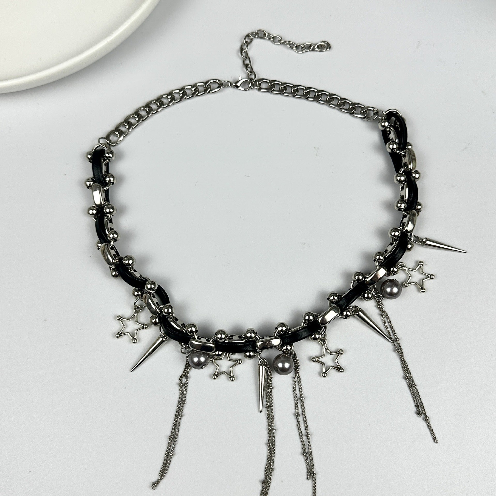 Wholesale Tassel Rivet Beaded Stitching Collar Necklaces
