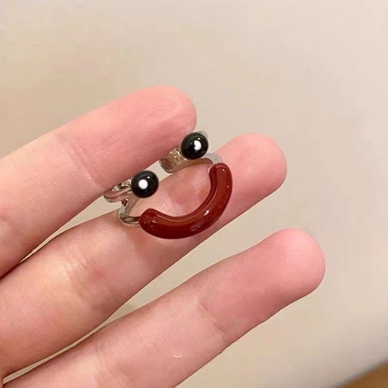 Wholesale Ugly Cute Funny  Oil Dropping Smiley Face Ring