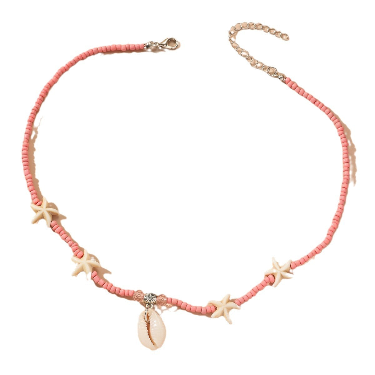 Wholesale Summer Bohemian Resort Style Shell Pendant Turquoise Starfish Rice Bead Necklace ACC-NE-Linlu002