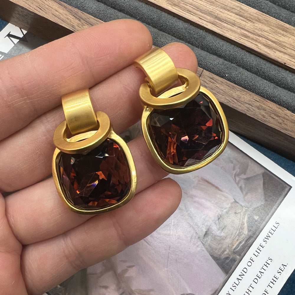 Wholesale Retro Light Luxury Brown Earrings