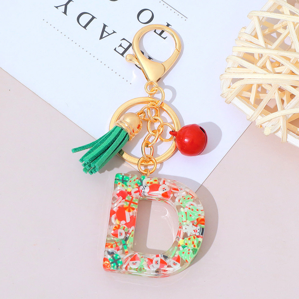 Wholesale Resin English Letter Keychain with Tassel Festive Holiday Party Bag Charm