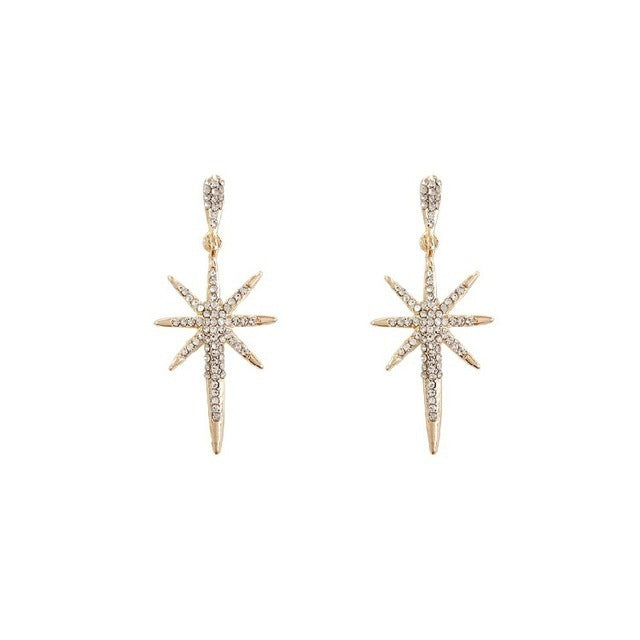 Wholesale S925 silver needle shooting star eight-pointed star earrings