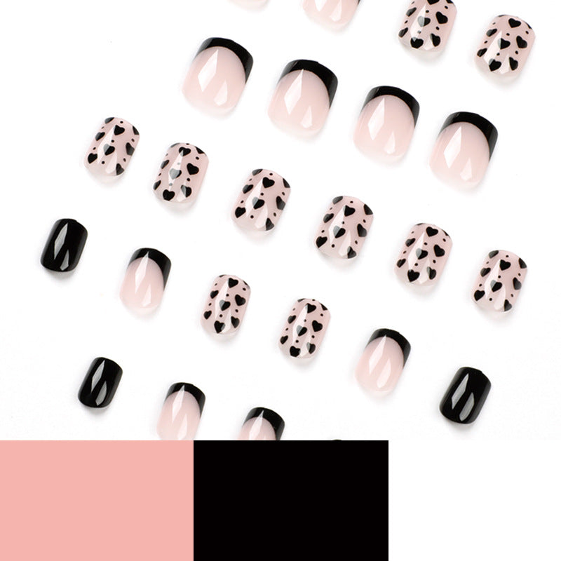 Wholesale 24 Pieces/box Black Heart Nails Kits Nail Stickers ACC-NS-LeFan265