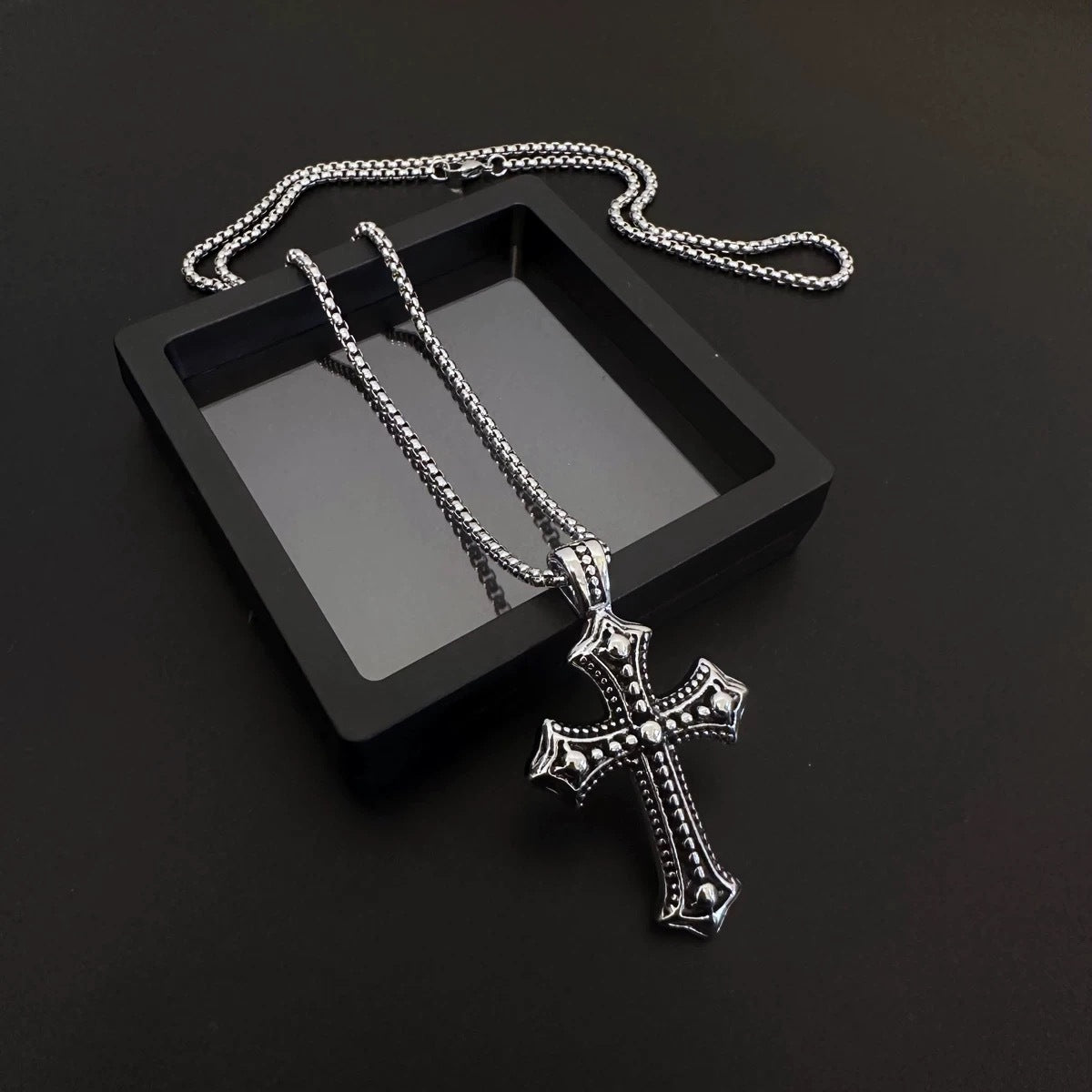 Wholesale Titanium Steel Electroplated Retro Punk Cross Necklace Men S Hip Hop Jewelry Accessory