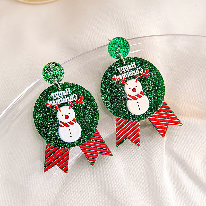 Wholesale Christmas Snowman Gingerbread Acrylic Cartoon Earrings ACC-ES-MDD077