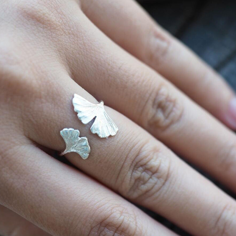 Wholesale Distressed Ginkgo Leaf Ring
