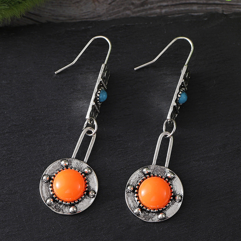 Wholesale Retro Style  Geometric Round Earrings