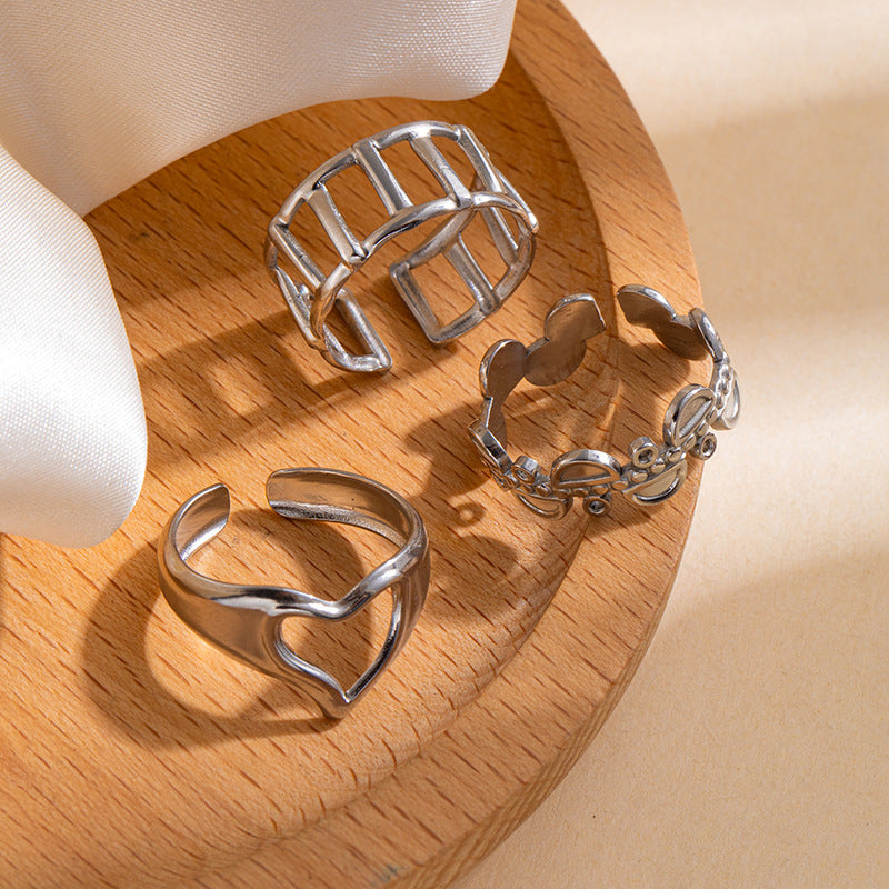 Wholesale Geometric Asymmetrical Heart Titanium Steel Ring Chic Boutique Resale