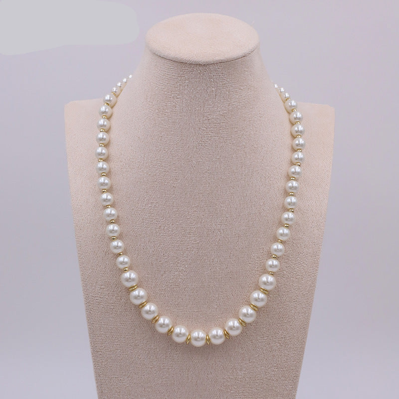 Wholesale temperament versatile simple glass pearl  necklace