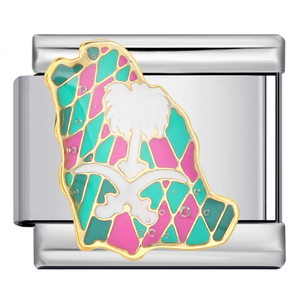 Wholesale 5pcs Italian Charm Bracelet 9mm DIY Splicing Fairytale Castle Stainless Steel Composable Bracelet