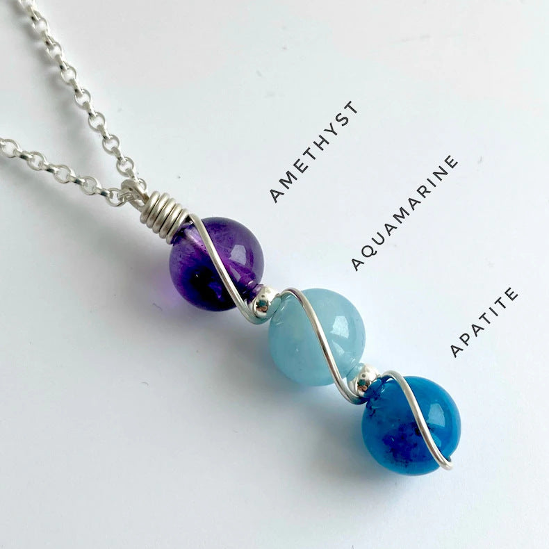 Wholesale Natural Crystal Silver Wire Wrapped Constellation Necklace ACC-NE-RongGuan016