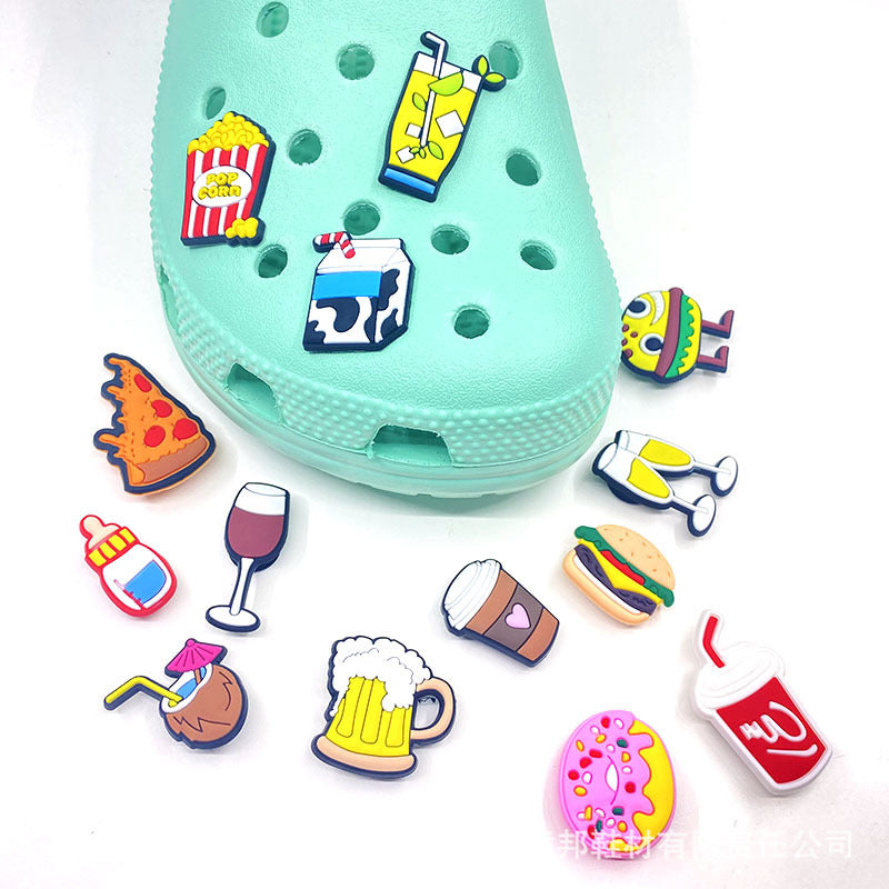 Wholesale 100pcs Food Hamburger Donut PVC Soft Rubber Shoe Buckle Decoration ACC-SC-YiBang001