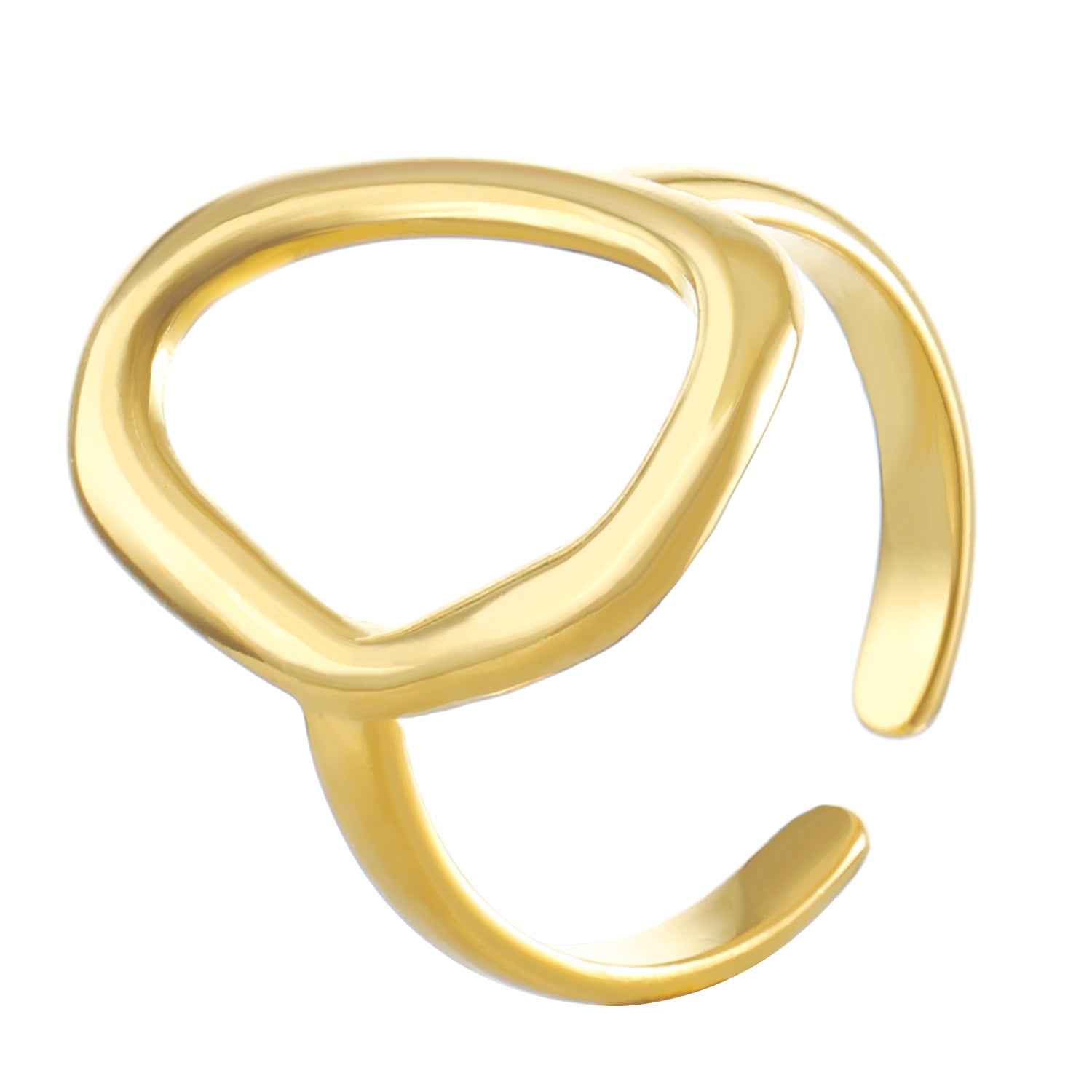 Wholesale stainless steel hollow geometric oval baroque open ring