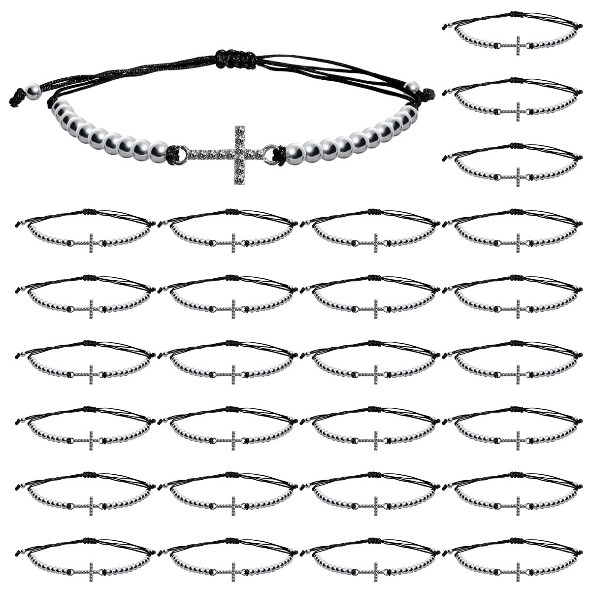 Wholesale  Cross Diamond Beaded Bracelet
