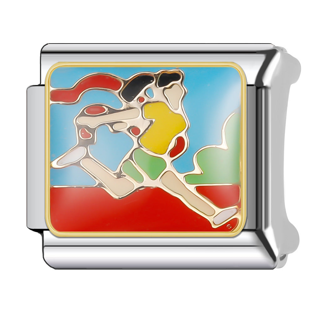 Wholesale Italian Charm Bracelet 9mm DIY Splicing Leisure Sports Stainless Steel Composable Bracelet