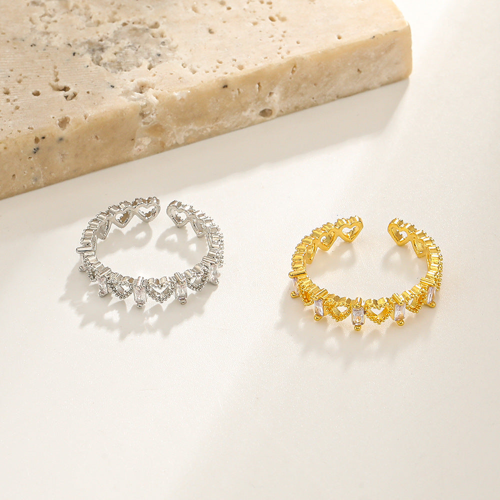 Wholesale 5pcs Micro inlaid zircon ring  love ring