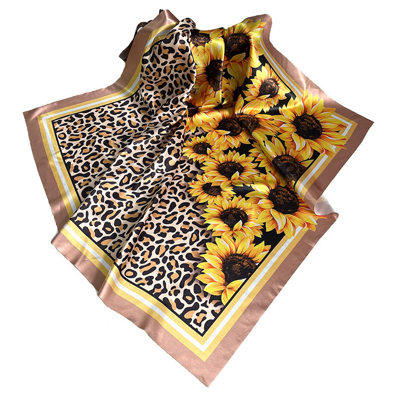 Wholesale sunflower leopard  sunflower  large square scarf