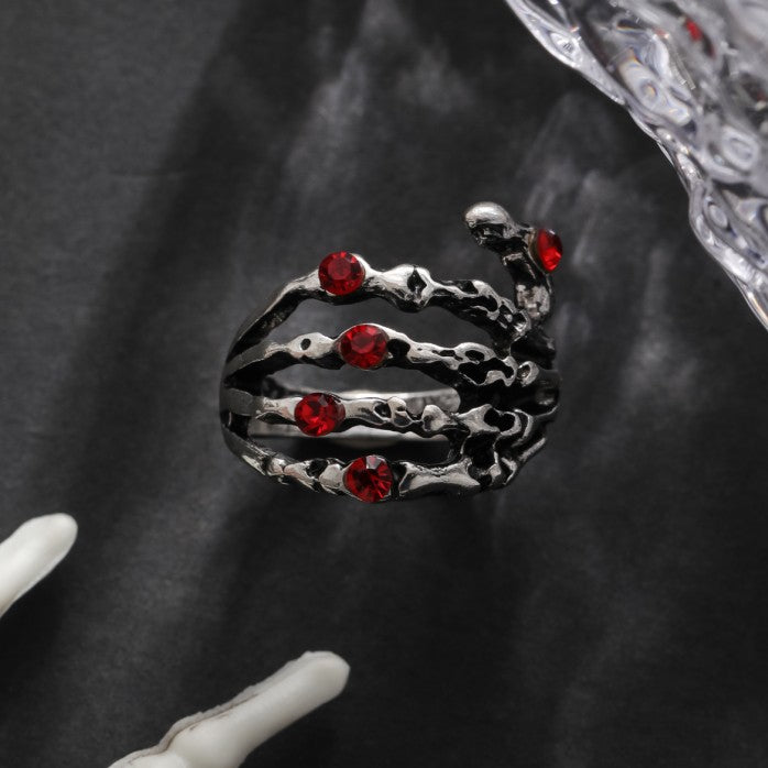 Wholesale Vintage Dark Goth Theme Skull Hand Diamond Ring ACC-RS-JunJie003