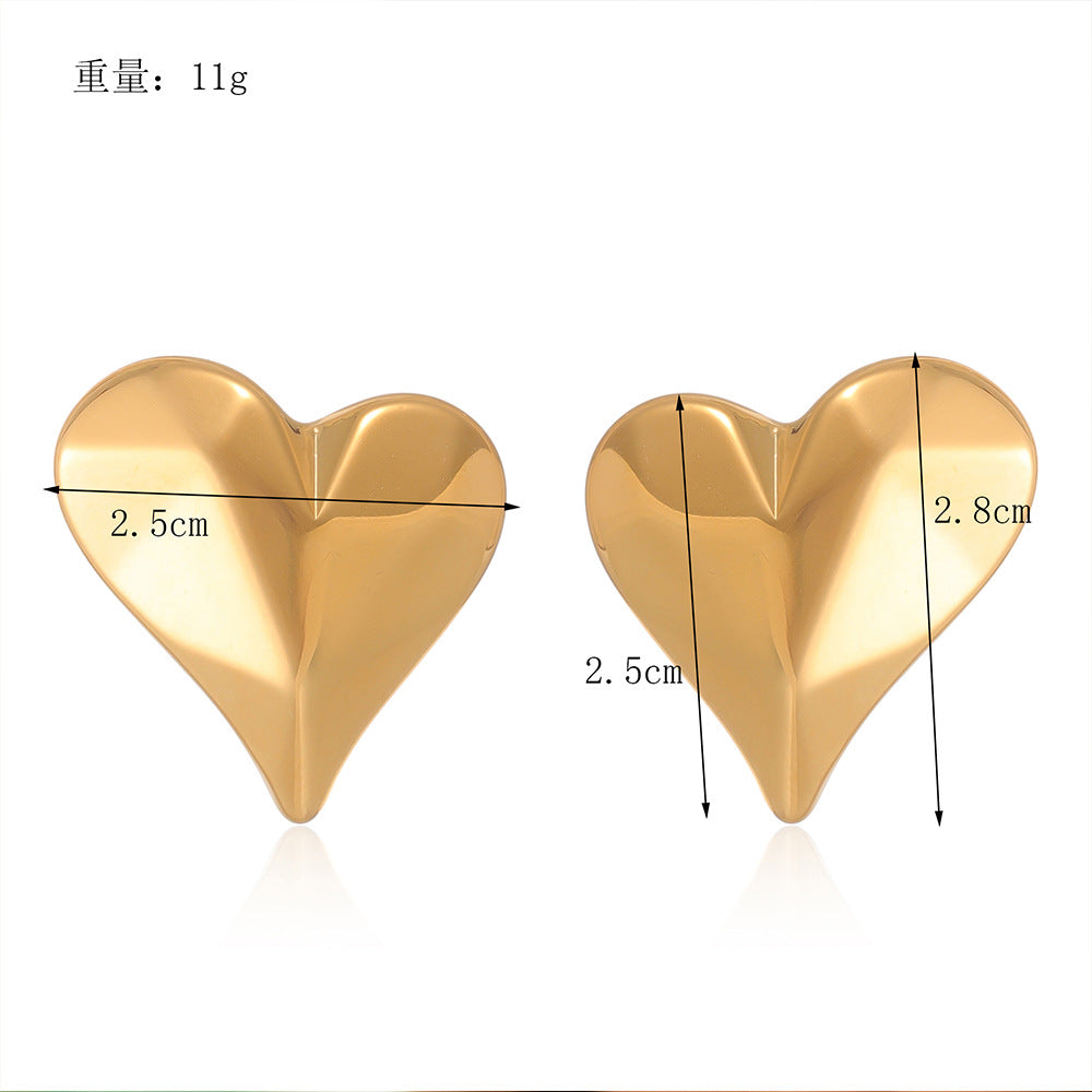 Wholesale  Stainless Steel Golden Heart Earrings