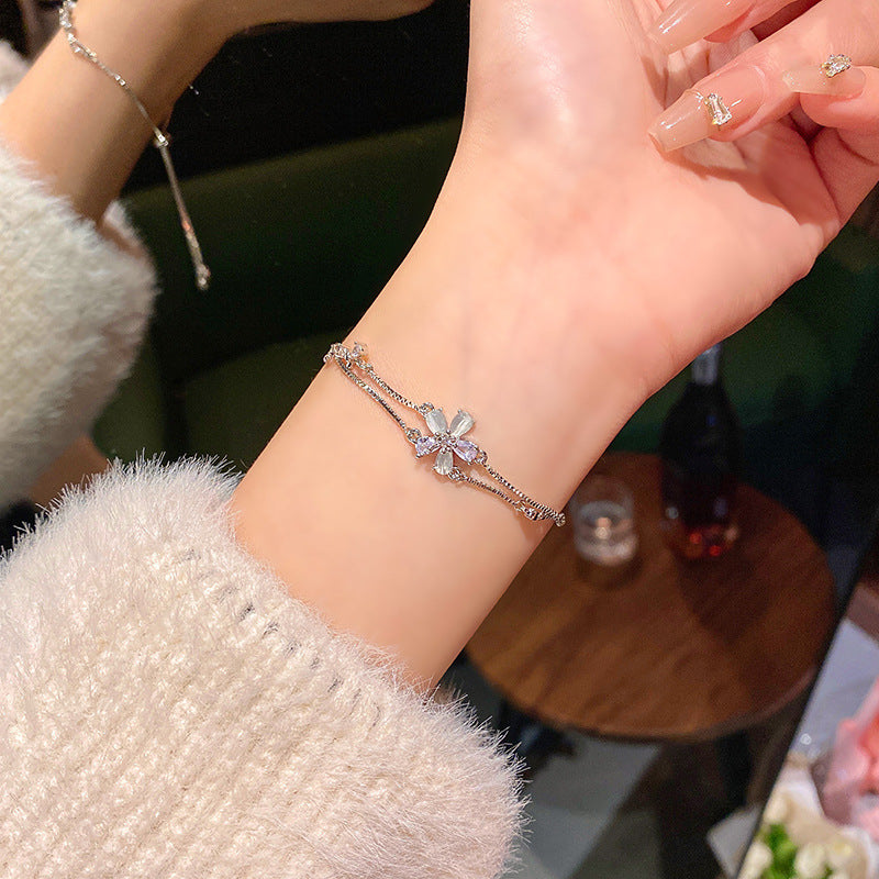 Wholesale Silver Zircon Pearl Alloy Bracelet ACC-BT-Sengw003