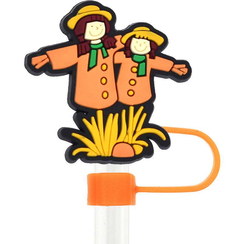 Wholesale Random 100pcs Thanksgiving 10mm Soft Glue Straw Plug Straw Tube Cap ACC-SCR-RYY069