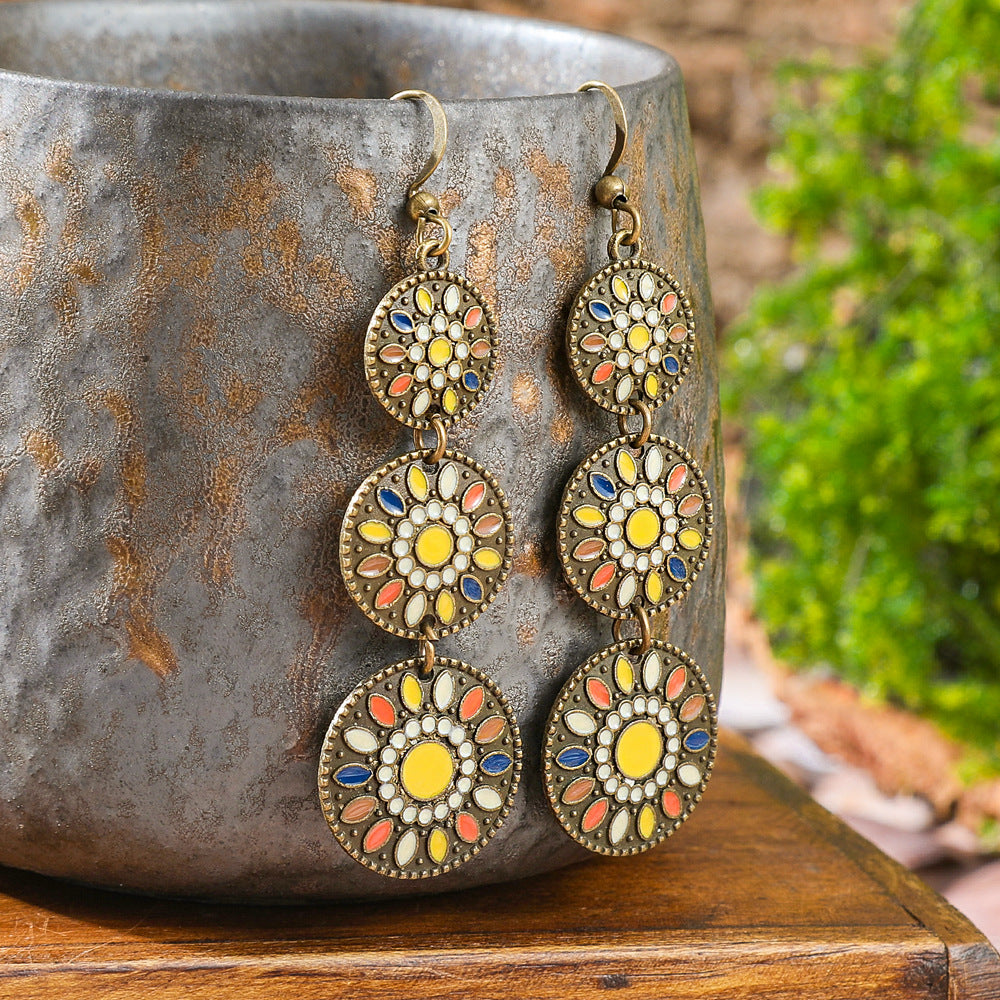 Wholesale Bohemian Ethnic Geometric Drop Earrings Zinc Alloy Fashion Accessory for Boutique Resale