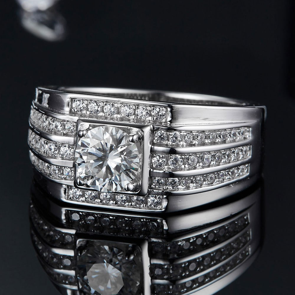 Wholesale  silver ring 925 inlaid carat D color moissanite ring