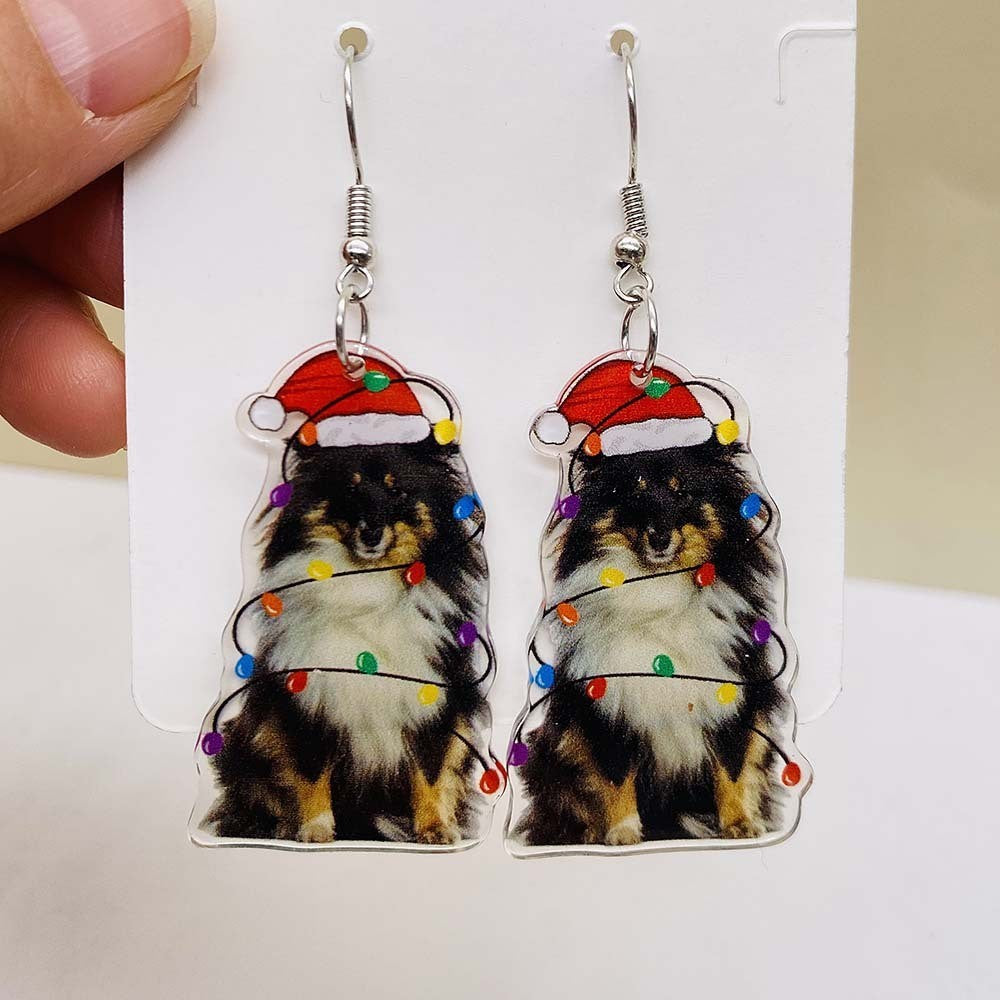 Wholesale Acrylic Christmas Animal Elk Rainbow Earrings