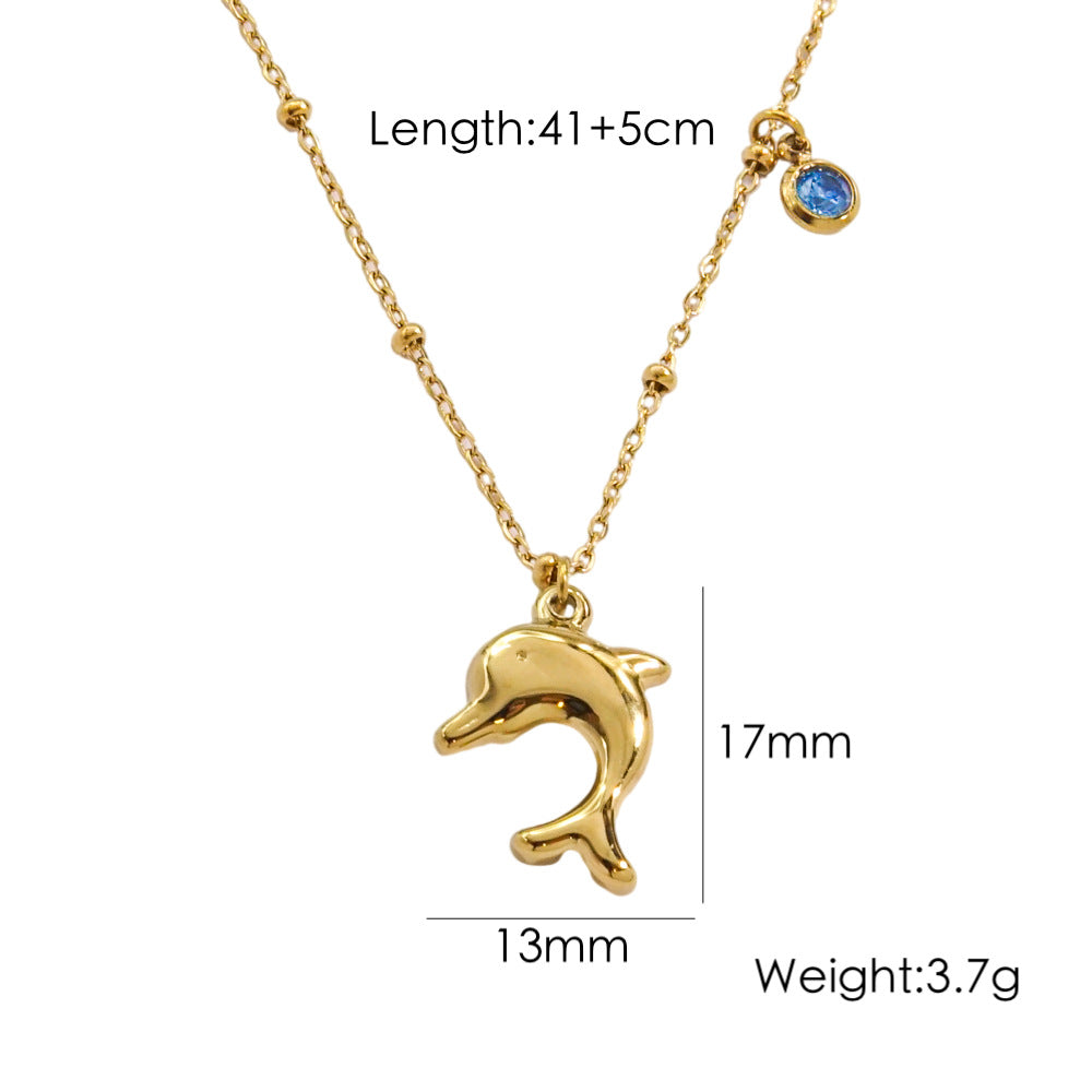 Wholesale Stainless steel Summer Beach Wind Niche Starfish Dolphin Conch Shell Necklaces